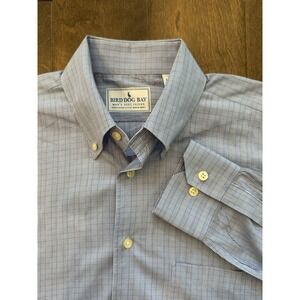 Bird Dog Bay Shirt Man's Best Friend Size M 100% Egyptian Cotton Blue Plaid